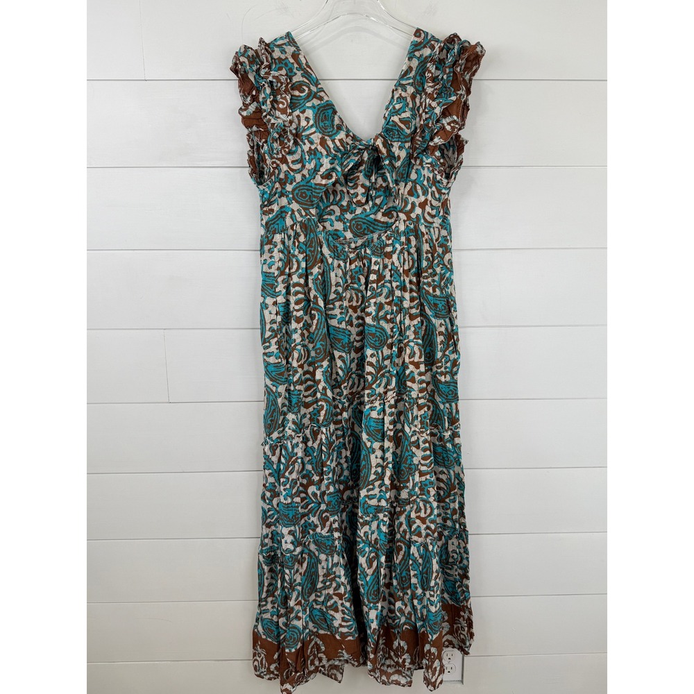 House of Harlow 1960 Maxi Dress Women XL Paisley Batik MAGENTA BLUE - Picture 5 of 11
